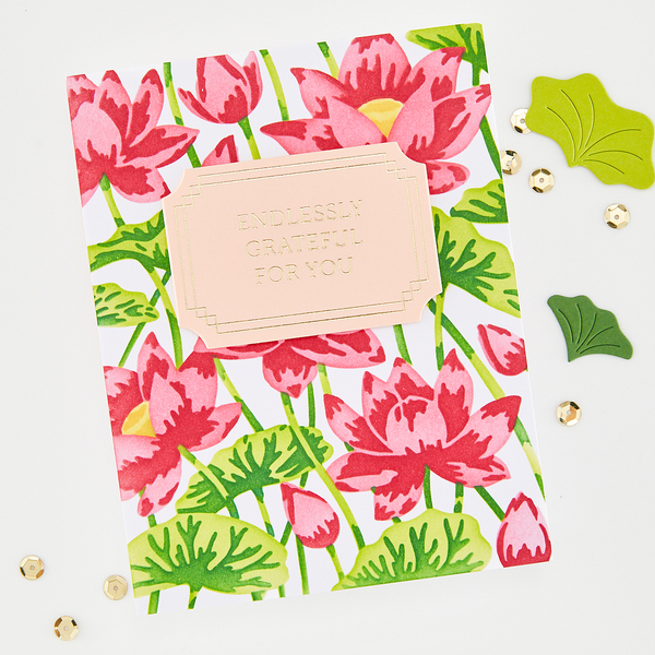 Hero Arts Lotus Field LetterPress + Foil Plate & Stencil Bundle