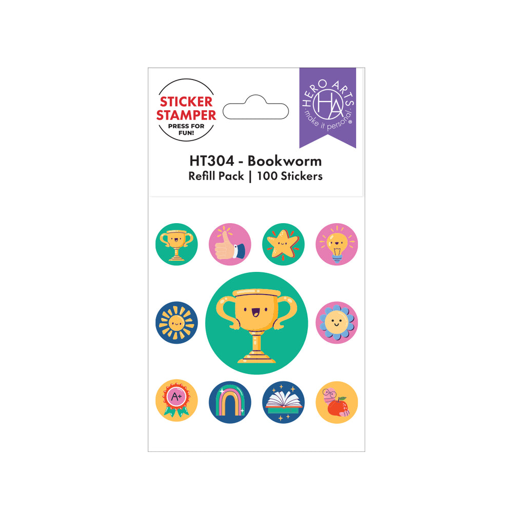 Hero Arts Bookworm Sticker Stamper Refill Pack - 100 Stickers