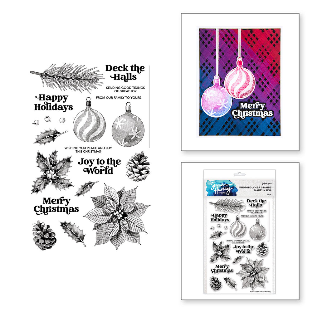 Ranger Clear Stamp Set Halftone Holiday by Simon Hurley create.