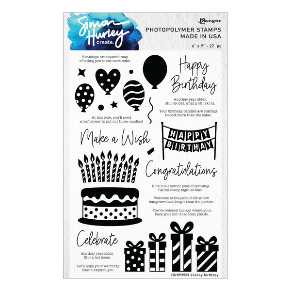 Snarky Birthday Stamp & Die Bundle by Simon Hurley