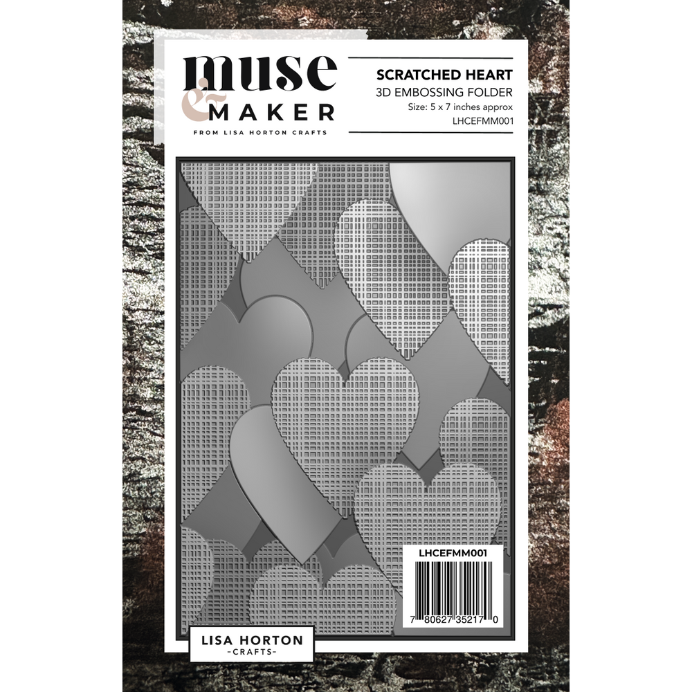 Lisa Horton Crafts Muse & Maker Scratched Heart 3D Embossing Folder
