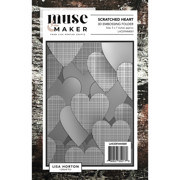 Lisa Horton Crafts Muse & Maker Scratched Heart 3D Embossing Folder