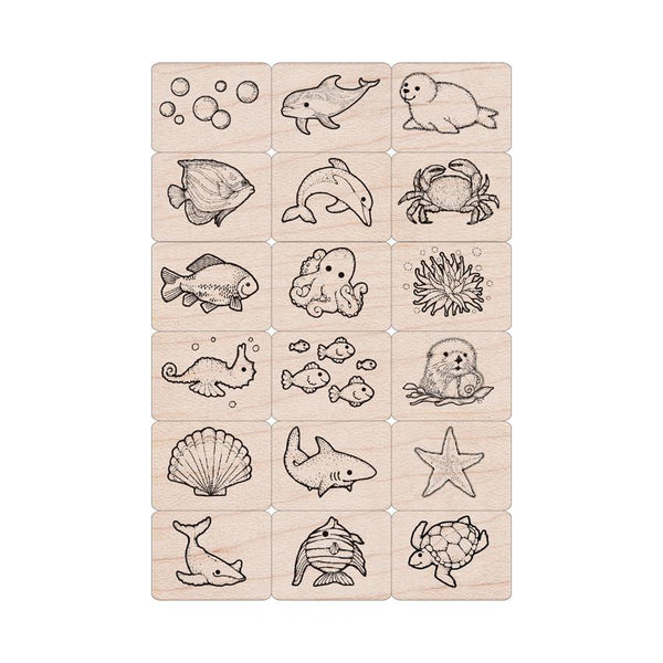 Hero Arts Sea Life Wood Ink n Stamp Set