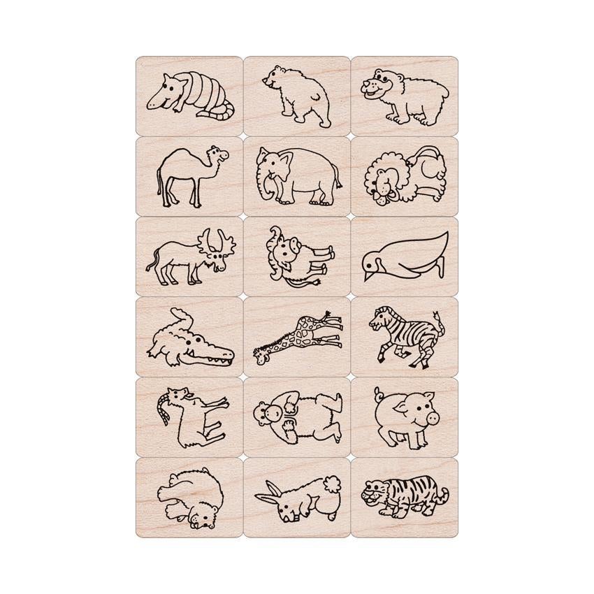 Hero Arts Fun Animals Wood Ink 'n Stamp Set