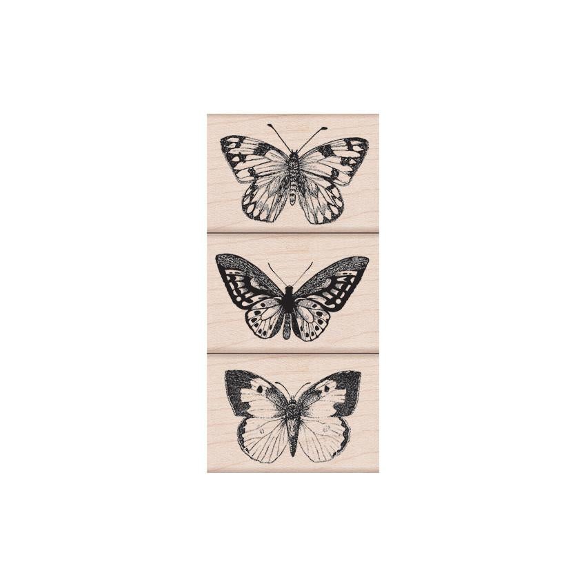 Hero Arts Three Artistic Butterflies Wood Stamps
