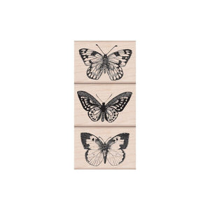 Hero Arts Three Artistic Butterflies Wood Stamps