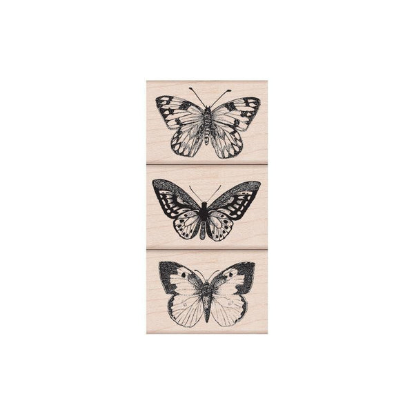 Hero Arts Three Artistic Butterflies Wood Stamps