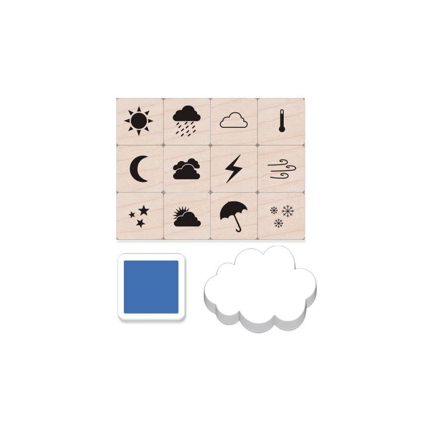 Hero Arts Weather Icons Mini Tub Wood Ink 'n Stamp Set