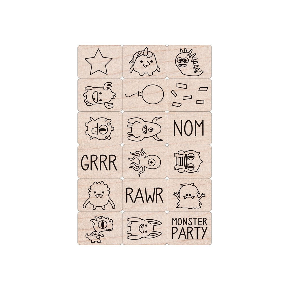 Hero Arts Monsters Wood Ink 'n Stamp Set