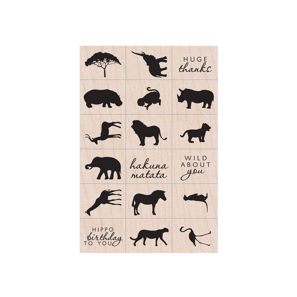 Hero Arts Safari Wood Ink 'n Stamp Set