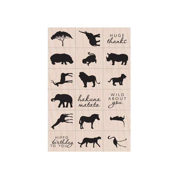 Hero Arts Safari Wood Ink 'n Stamp Set