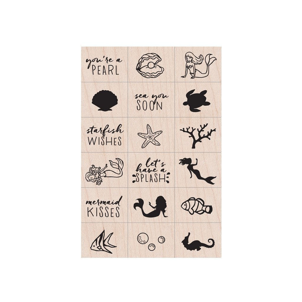 Hero Arts Mermaid Wood Ink 'n Stamp Set
