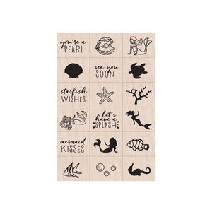 Hero Arts Mermaid Wood Ink 'n Stamp Set