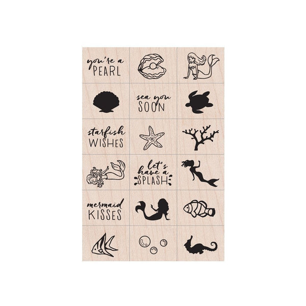 Hero Arts Mermaid Wood Ink 'n Stamp Set