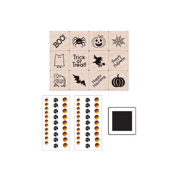 Hero Arts Halloween Mini Tub Wood Ink 'n Stamp Set