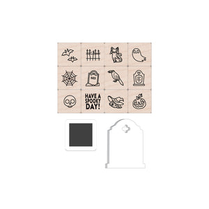 Hero Arts Graveyard Icons Mini Tub Wood Ink 'n Stamp Set