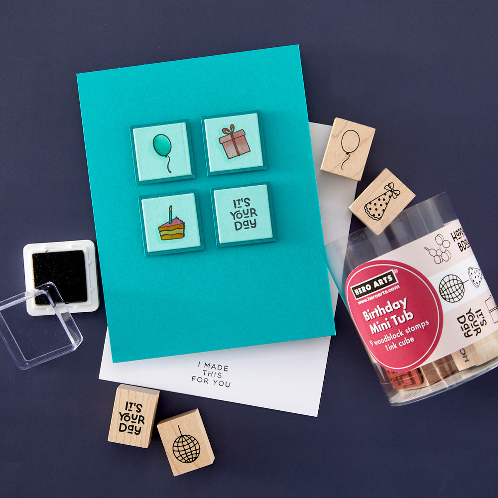 Hero Arts Birthday Mini Tub Woodblock Stamps