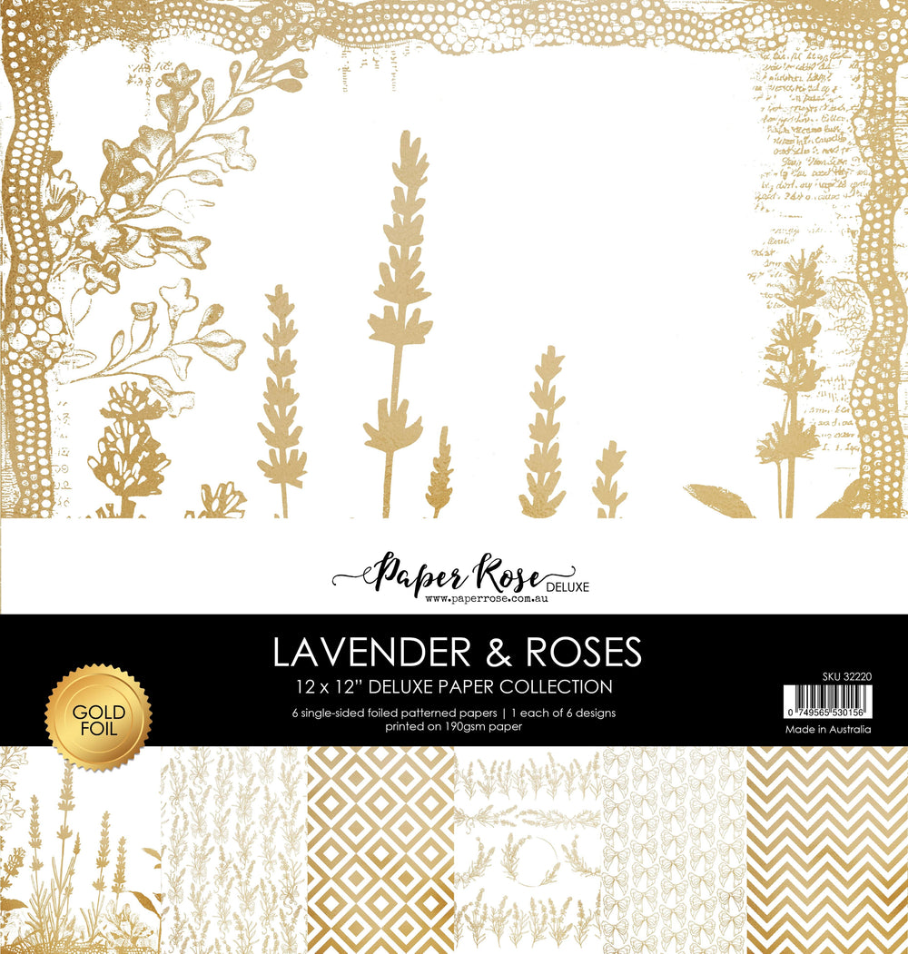 Paper Rose - Gold Foil Lavender & Roses 12x12 Deluxe Paper Collection
