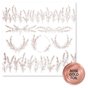 Paper Rose - Rose Gold Foil Lavender & Roses 12x12 Deluxe Paper Collection