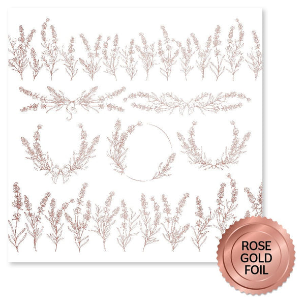 Paper Rose - Rose Gold Foil Lavender & Roses 12x12 Deluxe Paper Collection