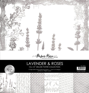 Paper Rose - Silver Foil Lavender & Roses 12x12 Deluxe Paper Collection