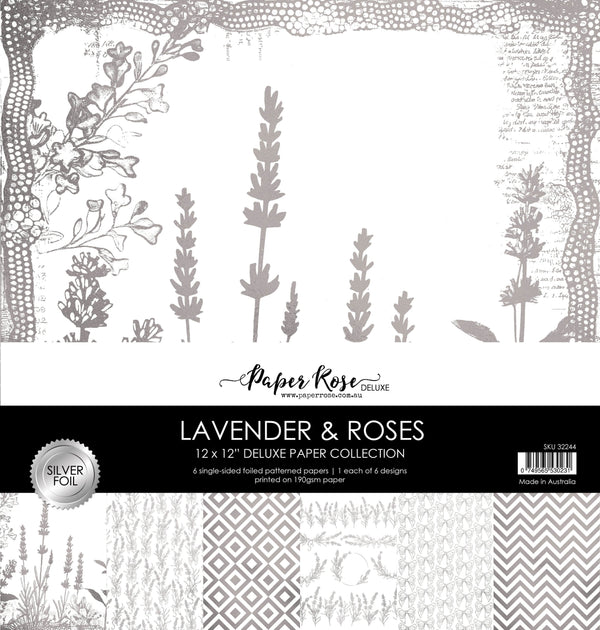 Paper Rose - Silver Foil Lavender & Roses 12x12 Deluxe Paper Collection