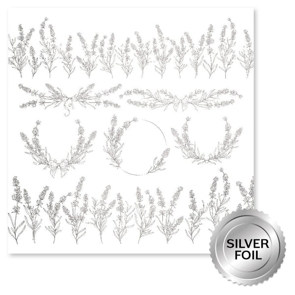 Paper Rose - Silver Foil Lavender & Roses 12x12 Deluxe Paper Collection