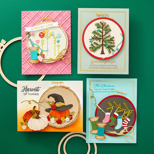 Gathering Stitches Etched Dies from the Nichol's Needlework Collection by Nichol Spohr