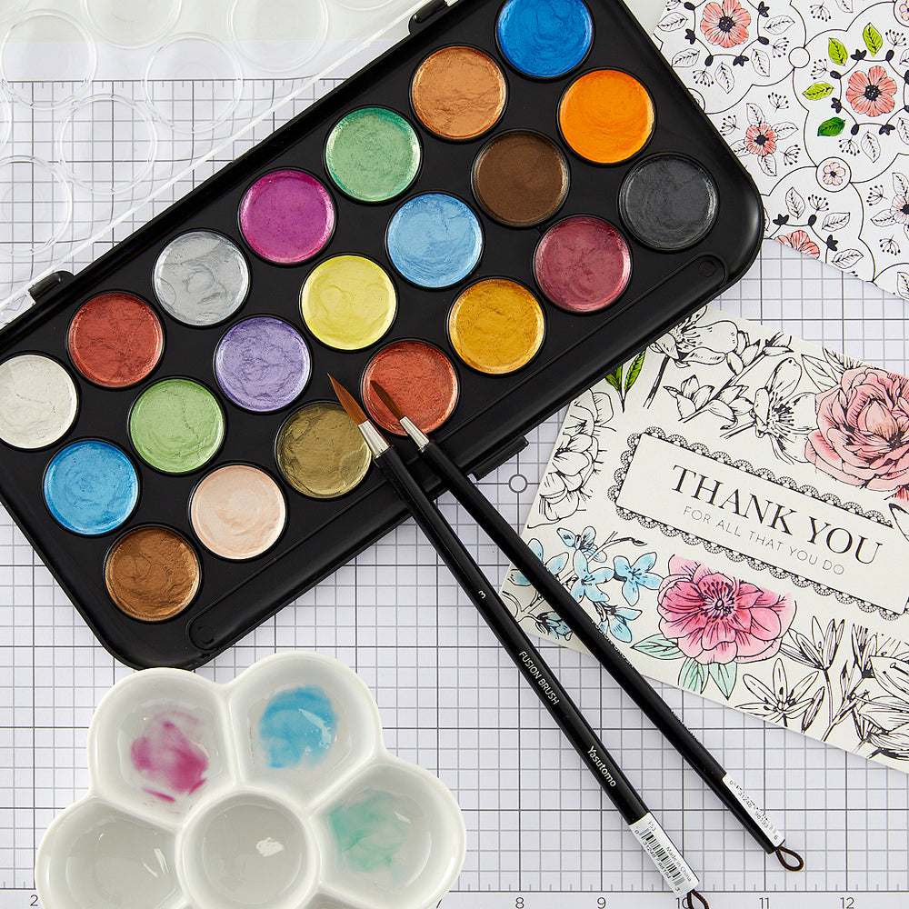Yasutomo Niji Pearlescent 21 Color Watercolor Palette