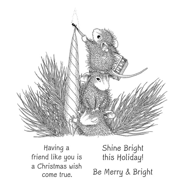 Holiday Glow Cling Rubber Stamp Set from the House-Mouse Holiday Friends Collection