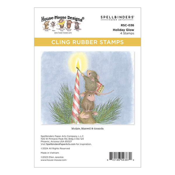 Holiday Glow Cling Rubber Stamp Set from the House-Mouse Holiday Friends Collection