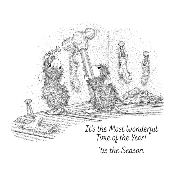 Merry Little Christmas Cling Rubber Stamp Set from the House-Mouse Holiday Friends Collection