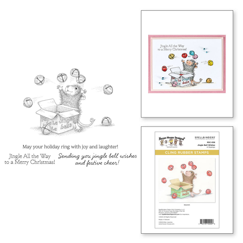 Jingle Bell Wishes Cling Rubber Stamp Set from the House-Mouse Tree-mendous Christmas Collection