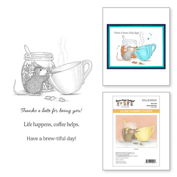 Brew-tiful Day Cling Rubber Stamps from the House-Mouse Heart and Soul Collection