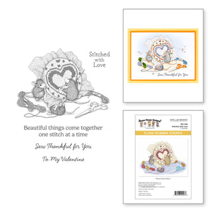 Stitched with Love Cling Rubber Stamps from the House-Mouse Heart and Soul Collection
