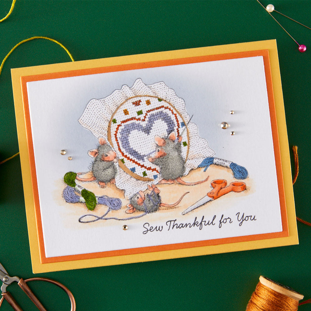 Stitched with Love Cling Rubber Stamps from the House-Mouse Heart and Soul Collection