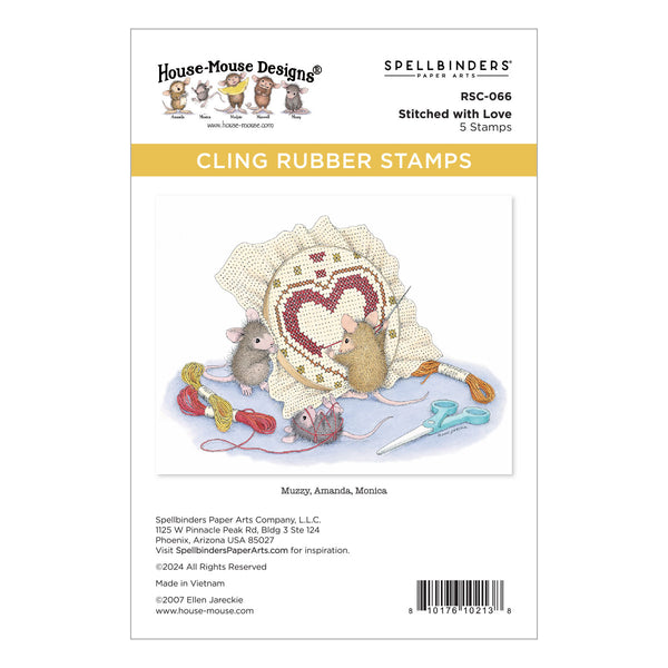 Stitched with Love Cling Rubber Stamps from the House-Mouse Heart and Soul Collection