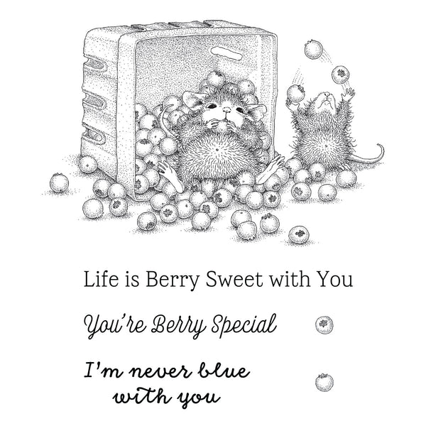 House-Mouse Blueberry Buddies Cling Rubber Stamp Set