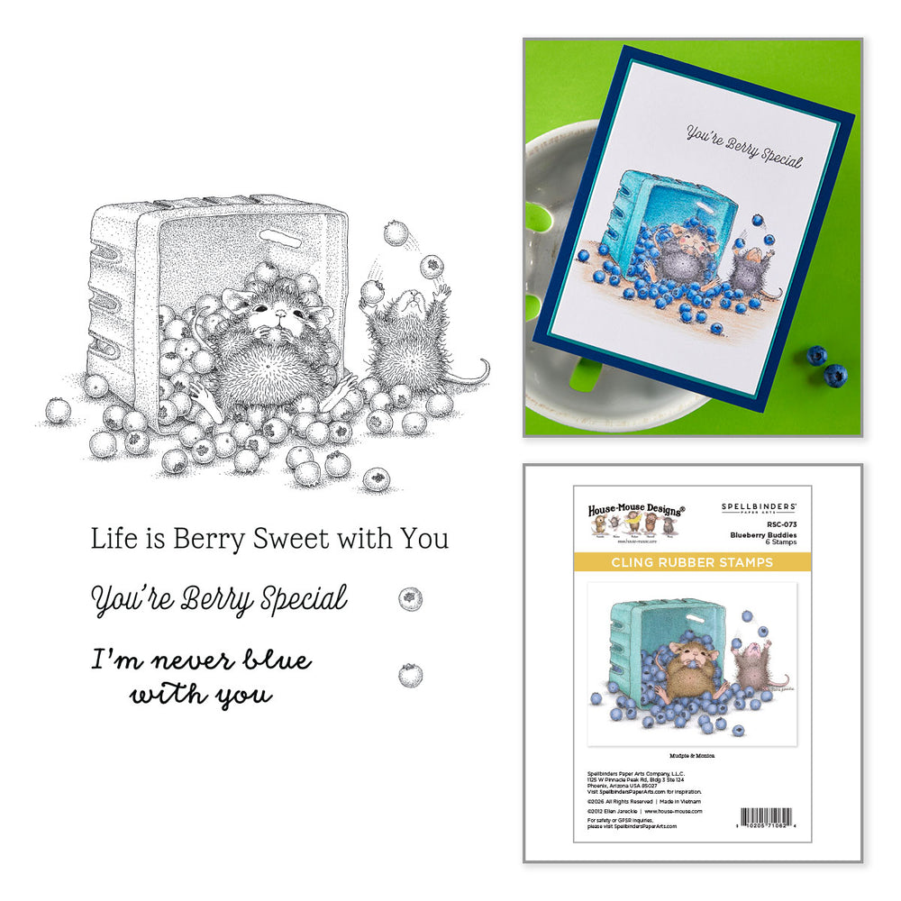 House-Mouse Blueberry Buddies Cling Rubber Stamp Set