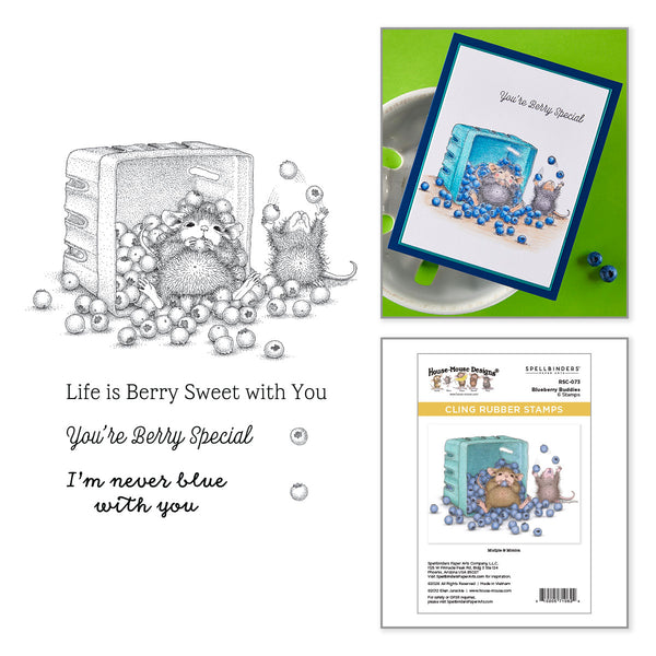 House-Mouse Blueberry Buddies Cling Rubber Stamp Set