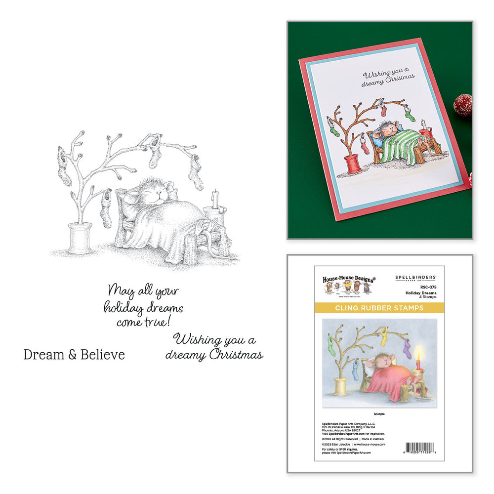 House-Mouse Holiday Dreams Cling Rubber Stamp Set