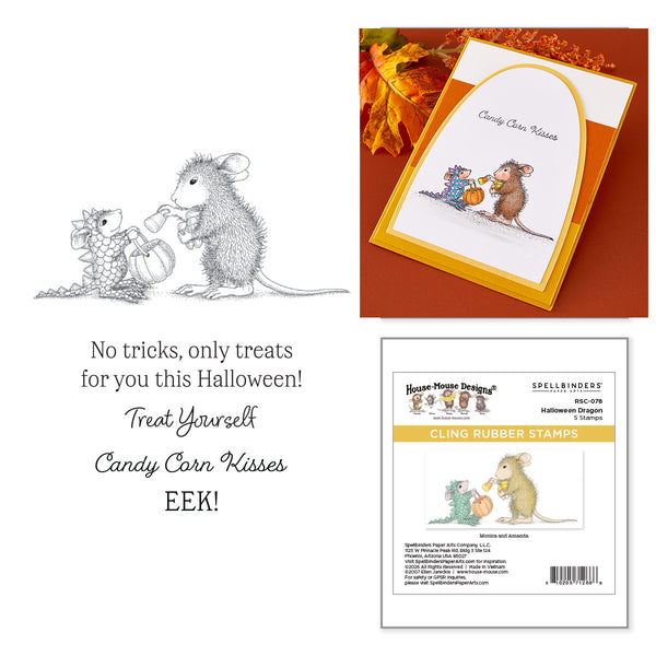 House-Mouse Halloween Dragon Cling Rubber Stamp Set