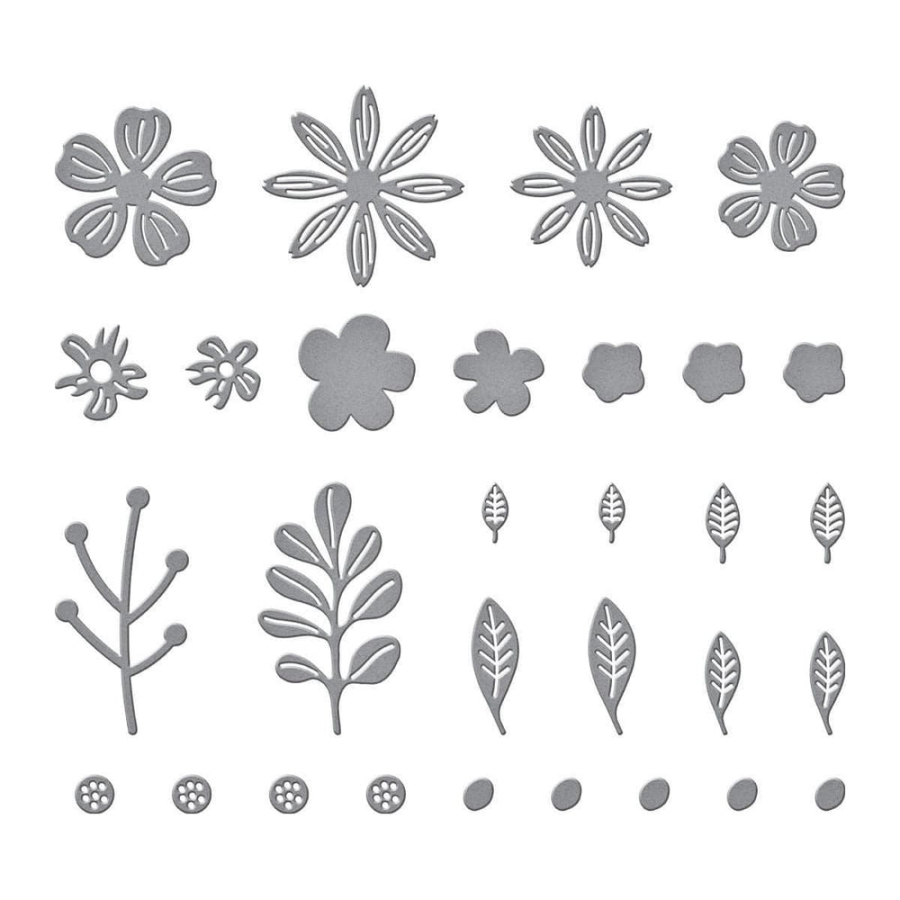 Mini Blooms and Sprigs Etched Dies from the Slimline Collection