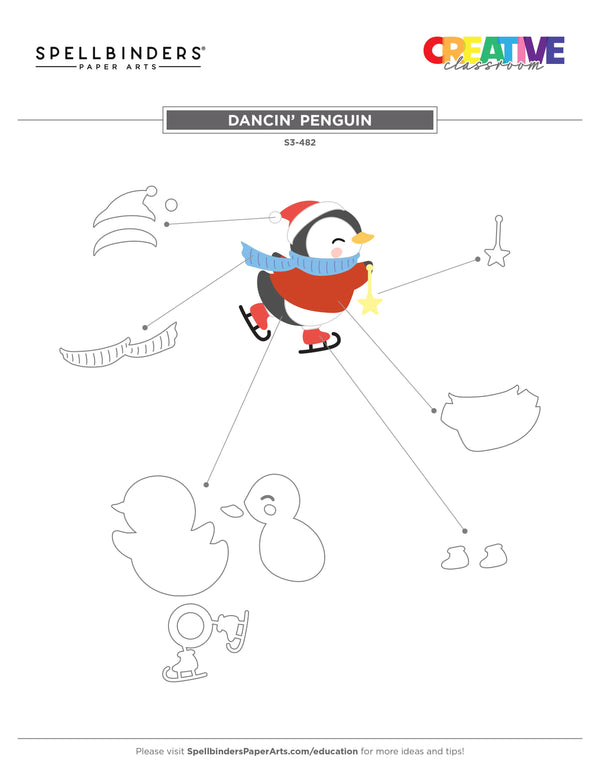 Dancin' Penguin Etched Dies from the Dancin' Christmas Collection