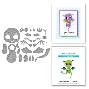 Dancin' Birthday Dragon Etched Dies from the Monster Birthday Collection