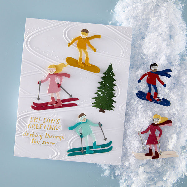 Ski-son's Greetings Sentiments Press + Foil Plate & Die Set by Simon Hurley
