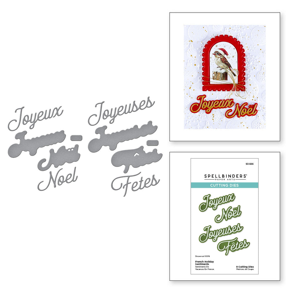 French Holiday Sentiments Etched Dies