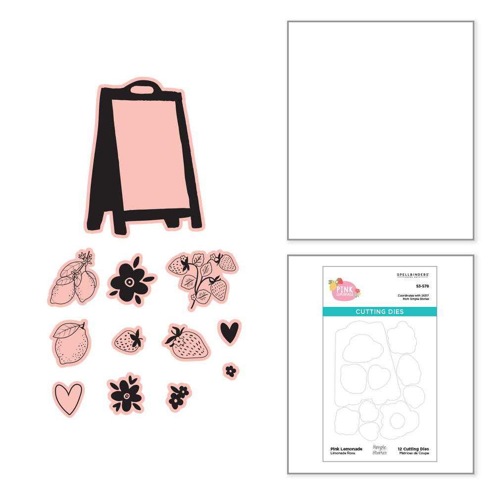 Pink Lemonade Etched Dies for Coordinating Stamp Set with Simple Stories