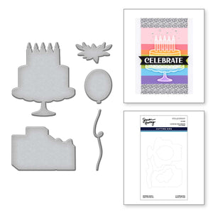 Birthday Basics Etched Dies by Simon Hurley for Coordinating Stamp Set