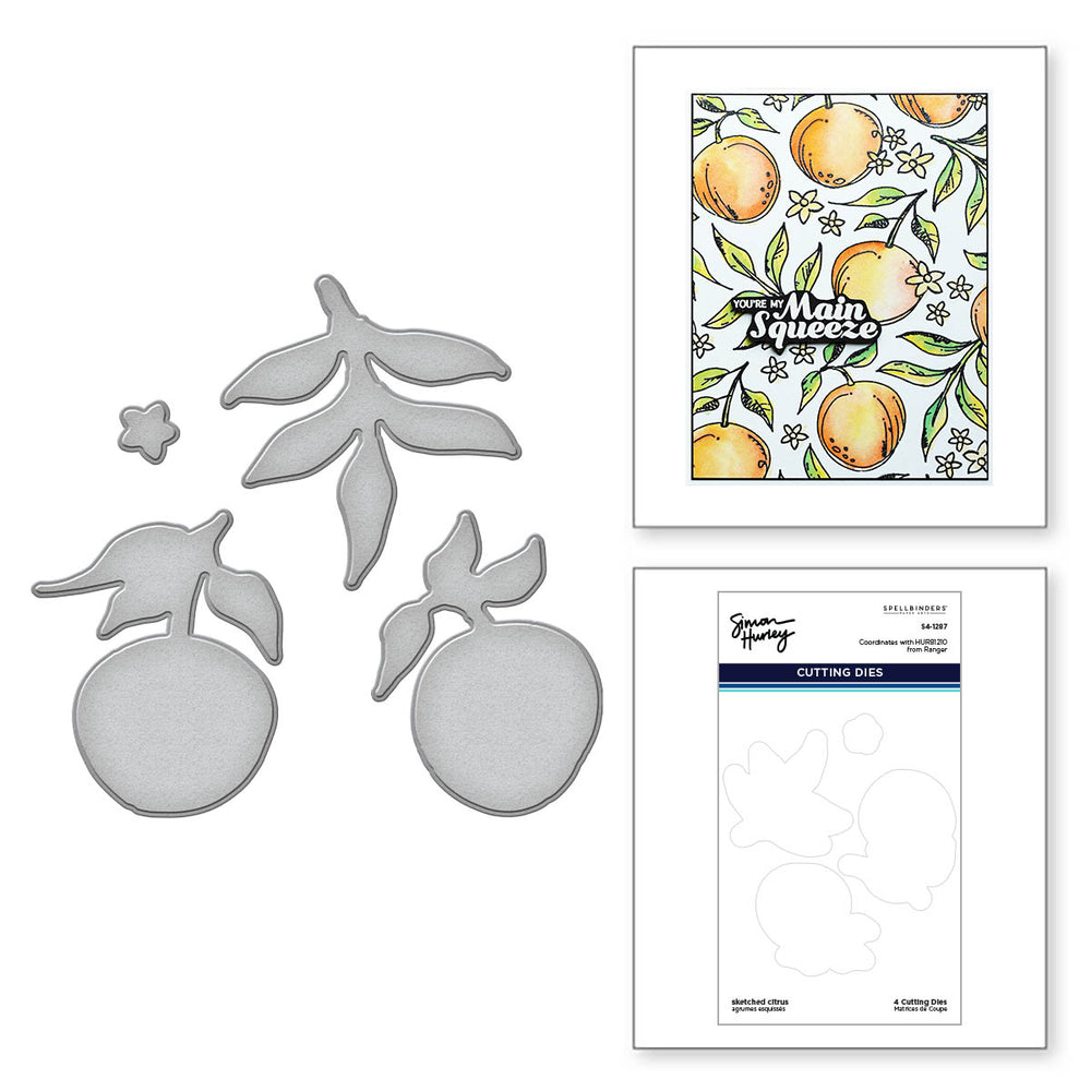 Sketched Citrus Etched Dies for Coordinating Stamp Set by Simon Hurley